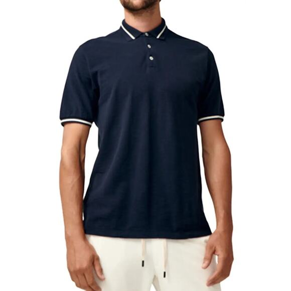 Good Man Brand Match Point Tipped Slub Polo Shirt XL Sky Captain Short Sleeve - Picture 1 of 10